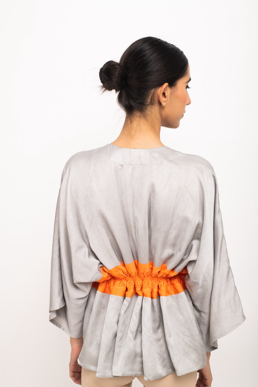 Grey-Orange Free Size Short Cape