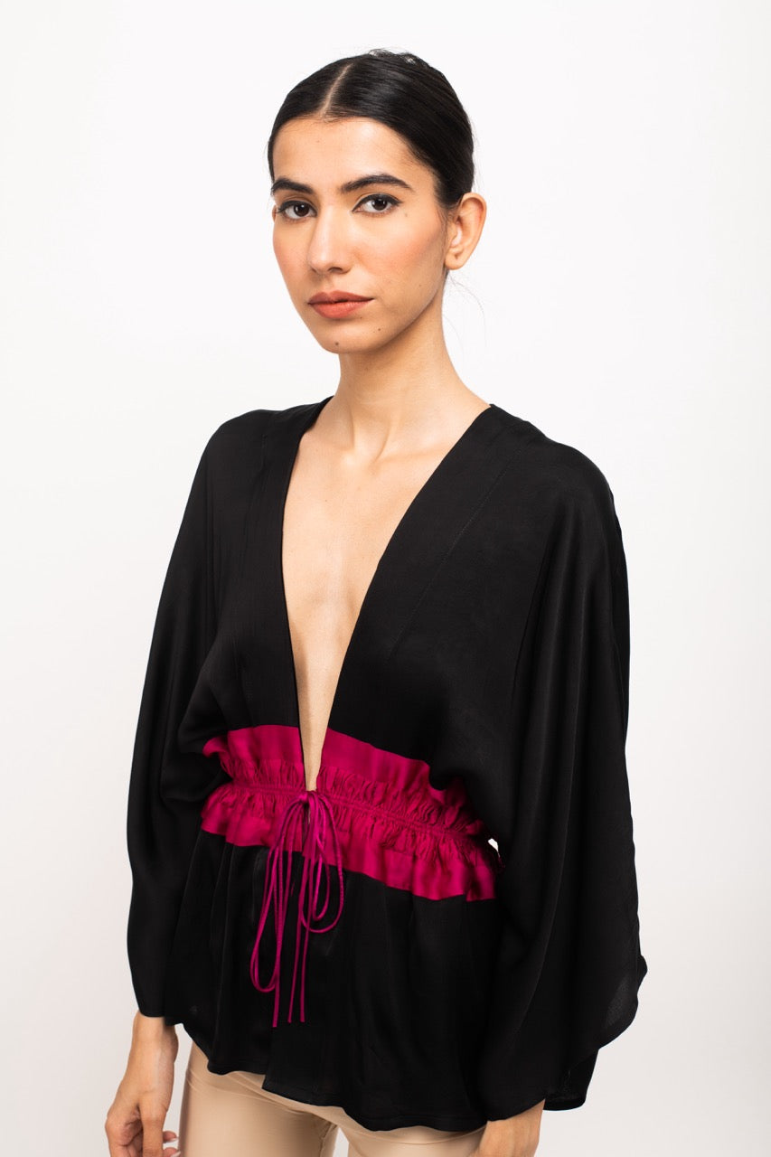 Black-Wine Free Size Short Cape