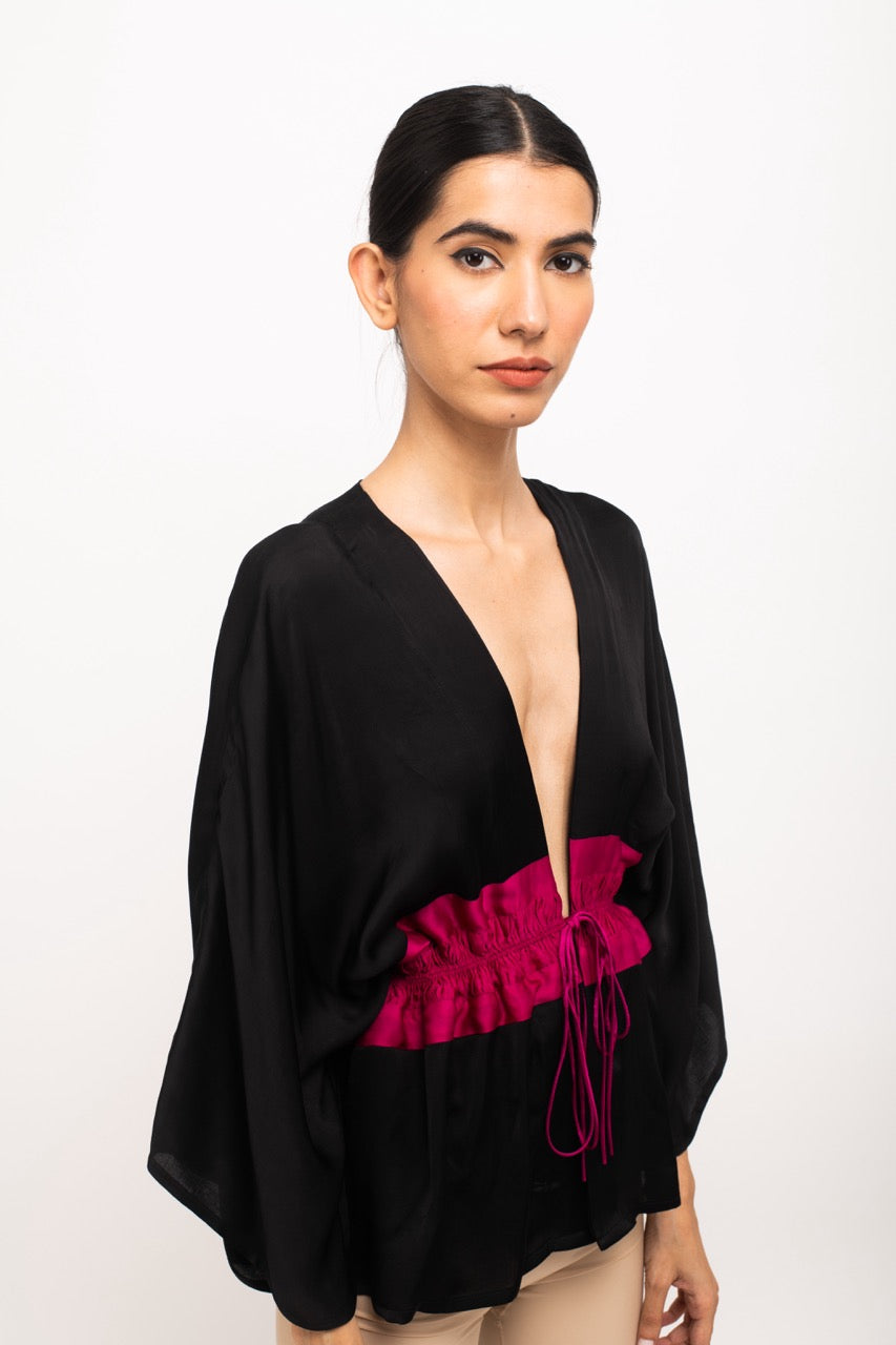 Black-Wine Free Size Short Cape