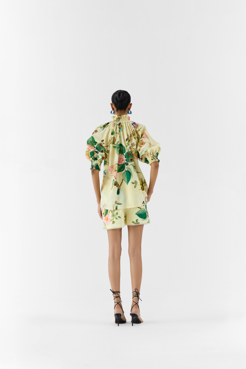 Blossom Ruching Shirt & Shorts Co-ord