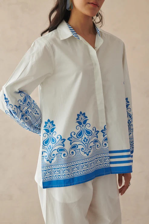 Vivia White Placement Print Shirt