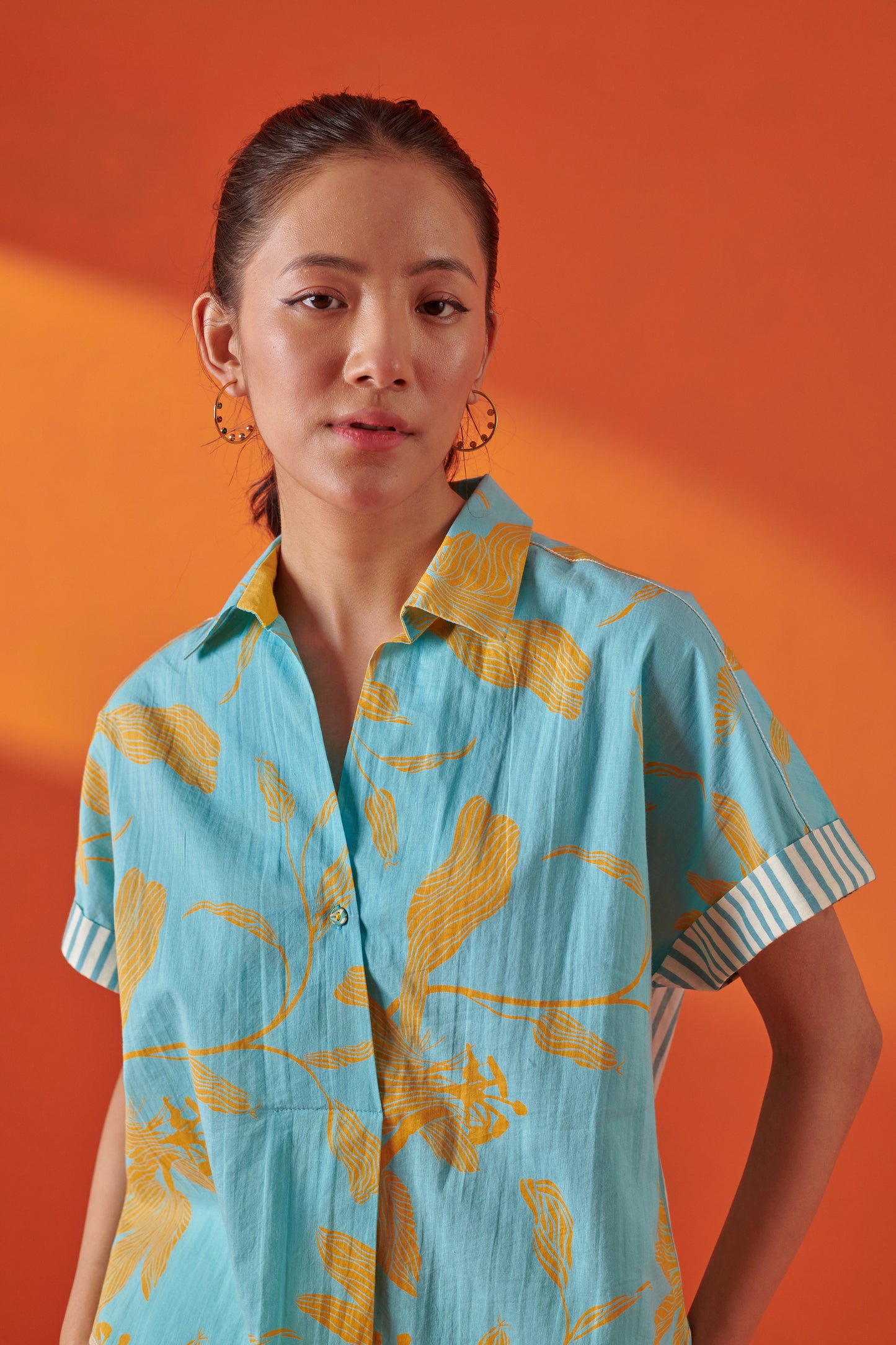 Deco Aqua Floral Oversized Shirt