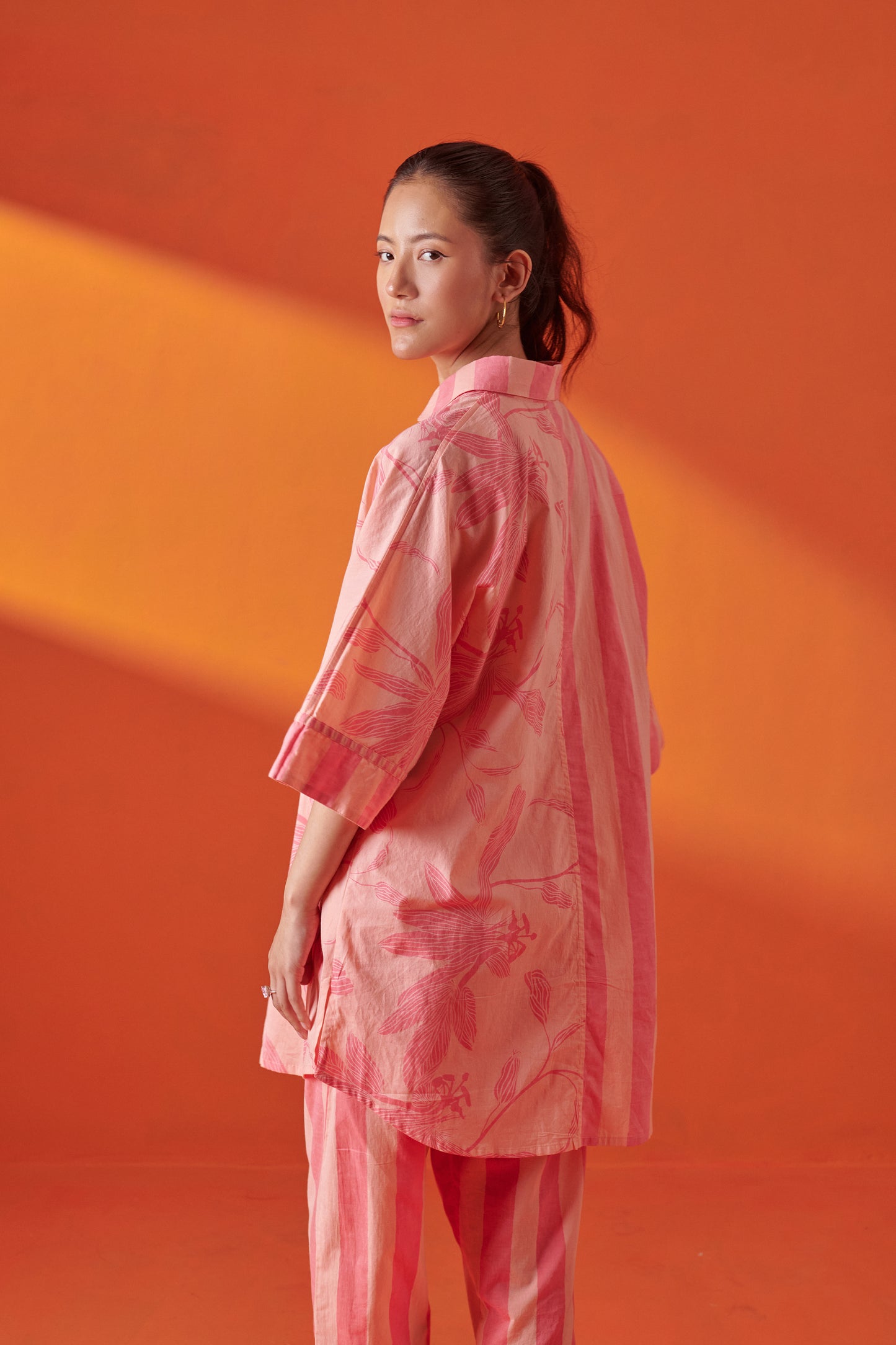 Arlo Pink & Peach Drop Shoulder Long Shirt