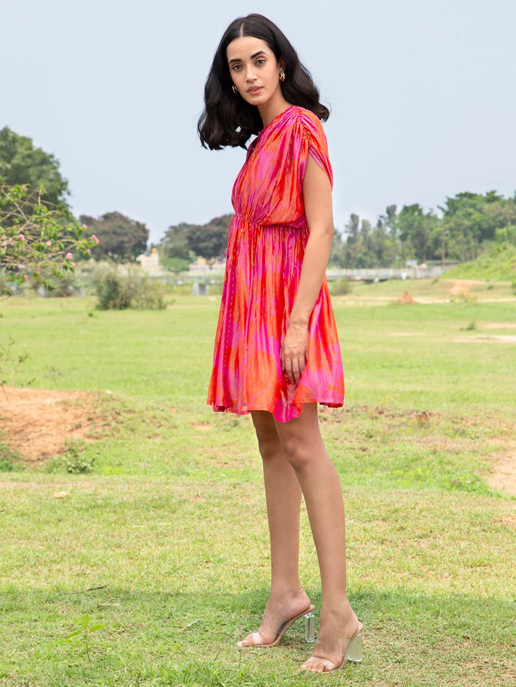 PINK DAISY SHORT KAFTAN DRESS