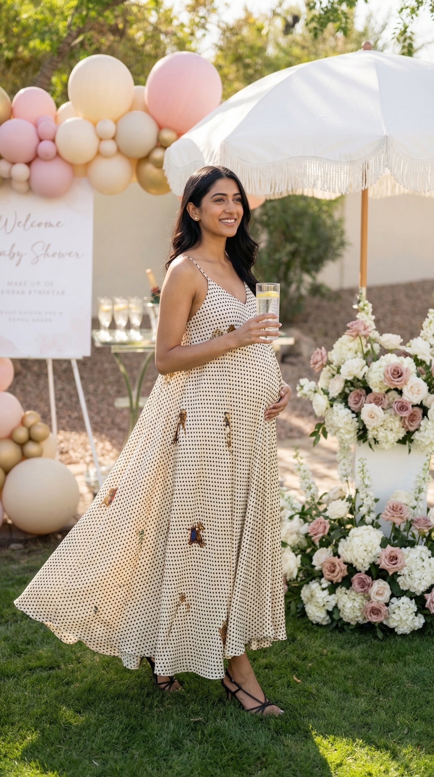 Pearl polka Dot Strap Dress