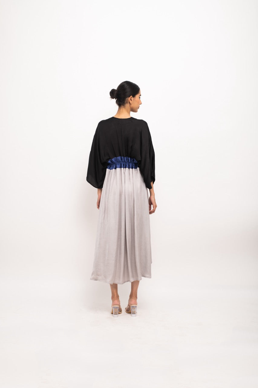 Black-Blue-Grey Free Size High Low Cape