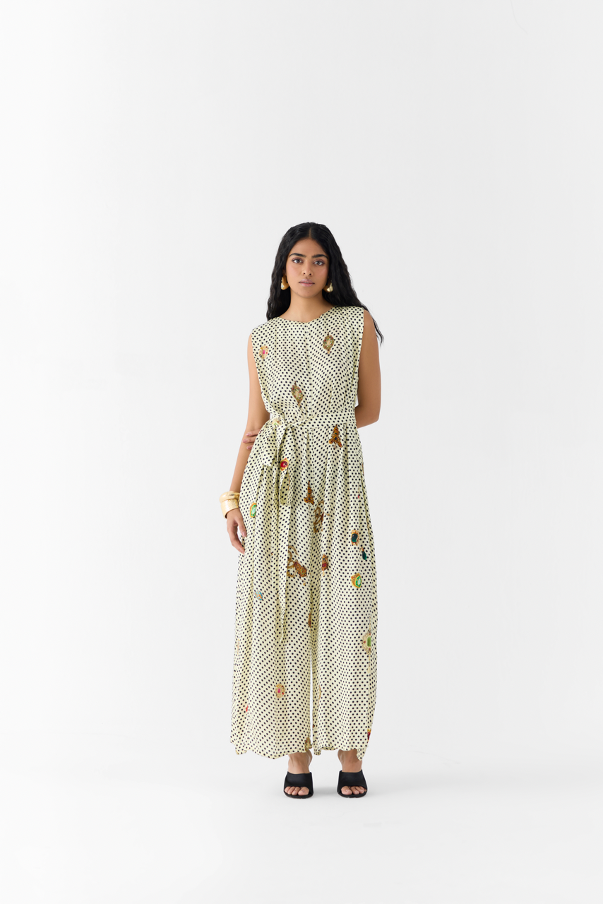 Pearl/Onyx Polka Dot Jumpsuit