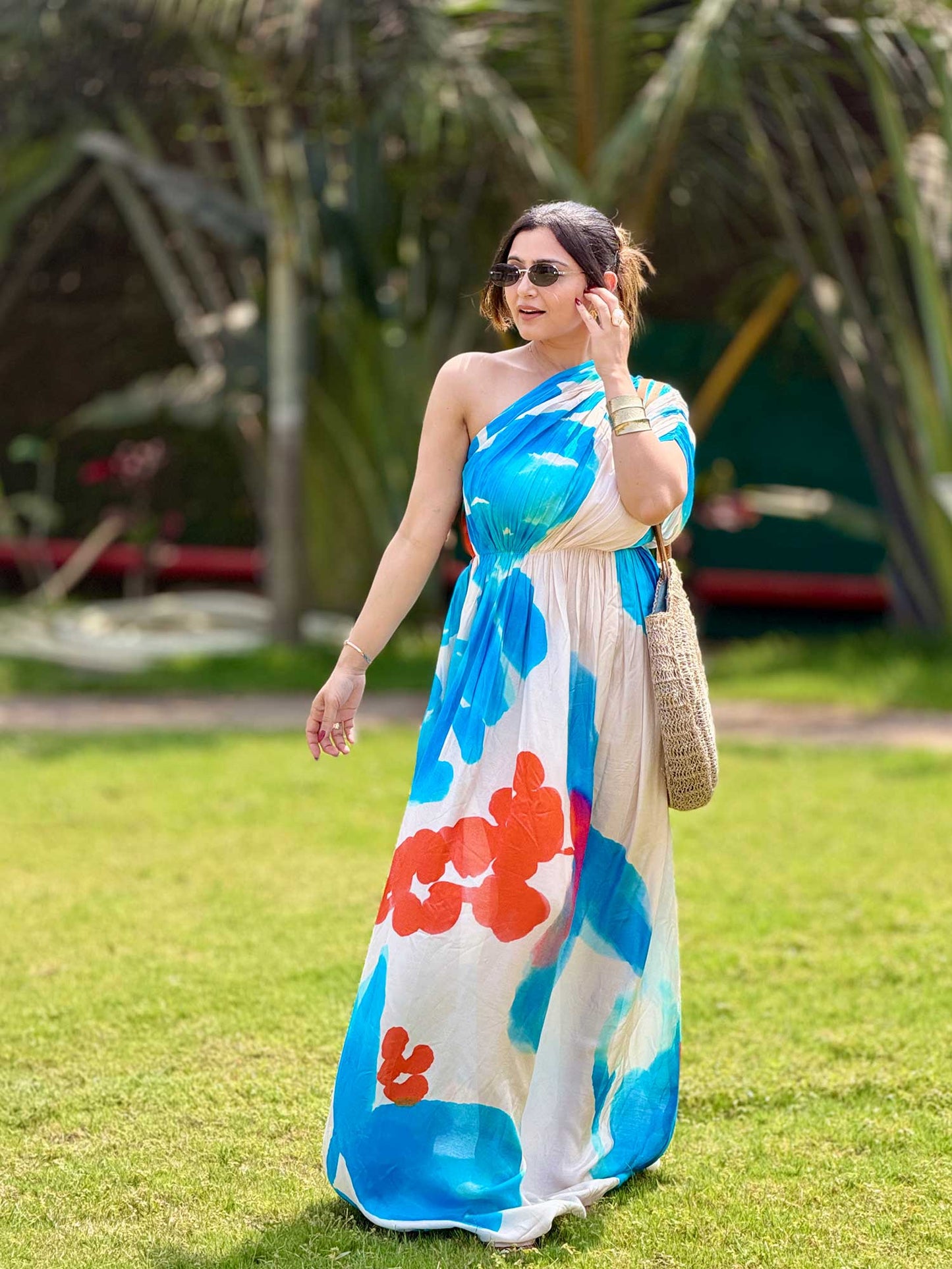 Skyla Printed One-Shoulder Maxi Dress