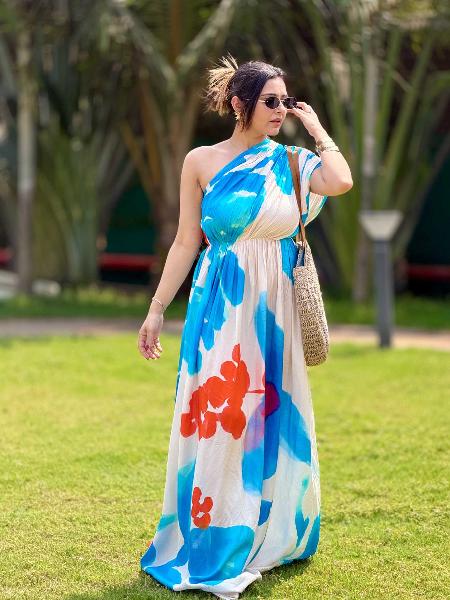 Skyla Printed One-Shoulder Maxi Dress
