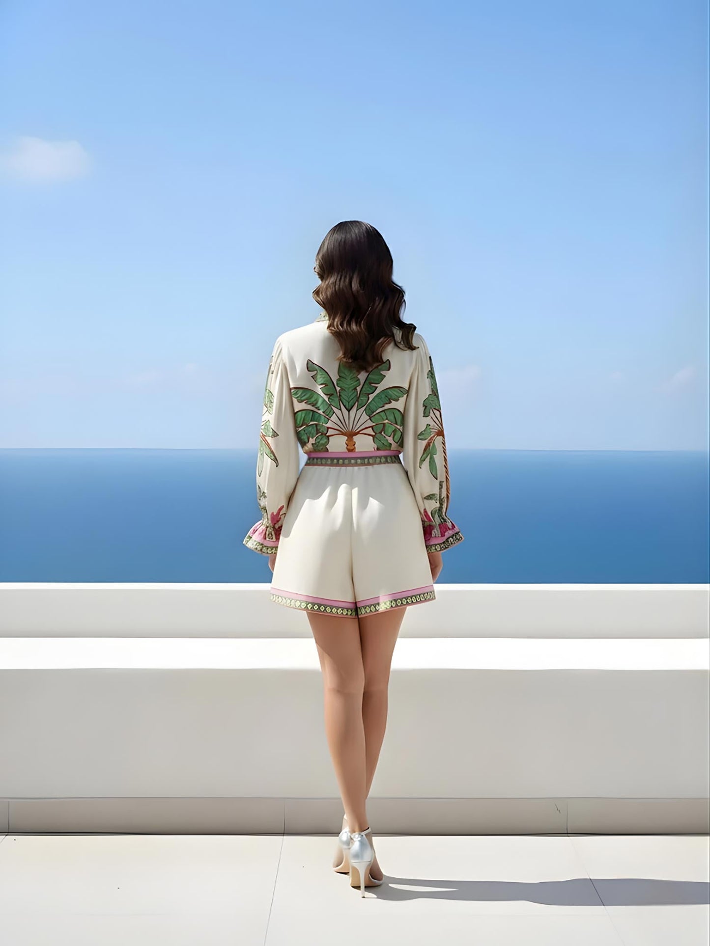 Palm Printed Skort Set| Shirt| Skort