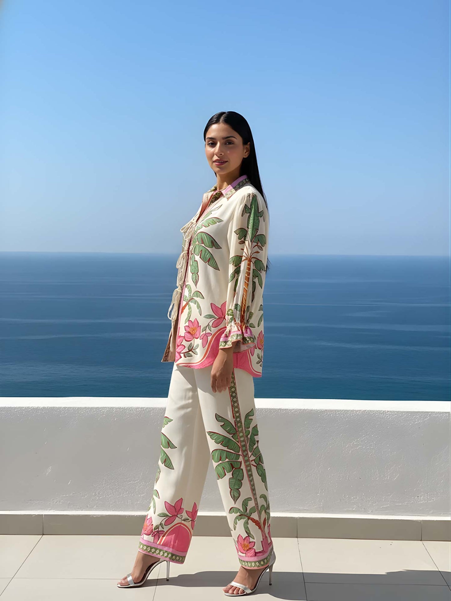 Palm Printed Trouser Set| Shirt| Pant