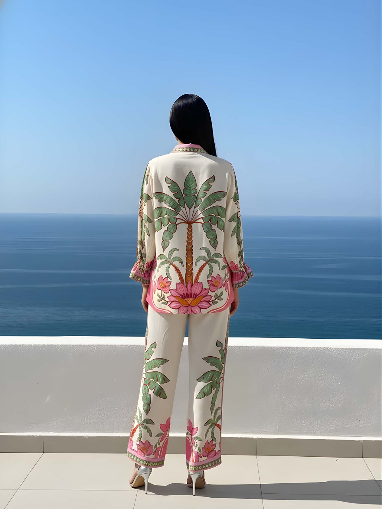 Palm Printed Trouser Set| Shirt| Pant