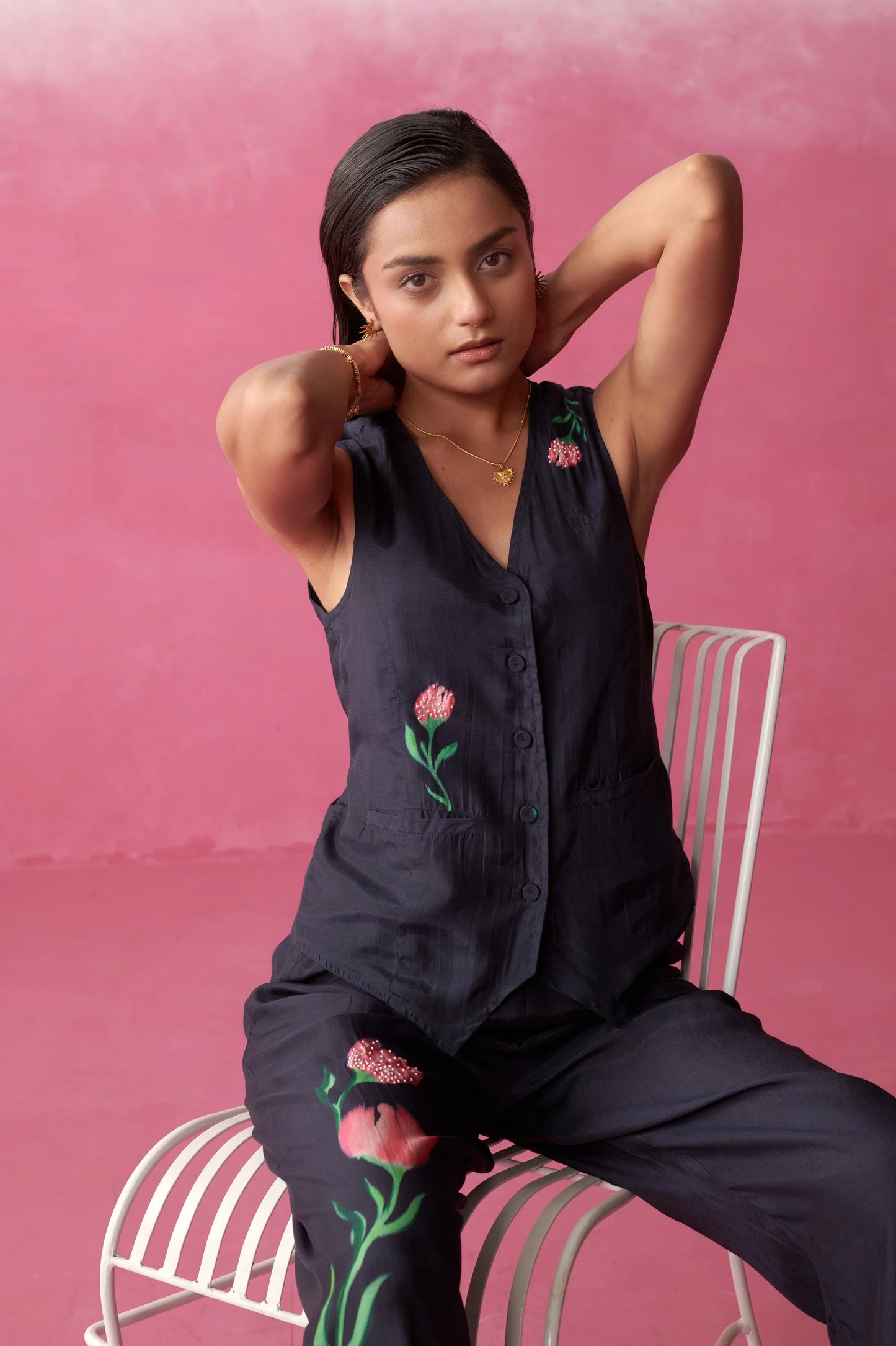 Rio Blush Noir Co-ord Set| Waistcoat| Pants