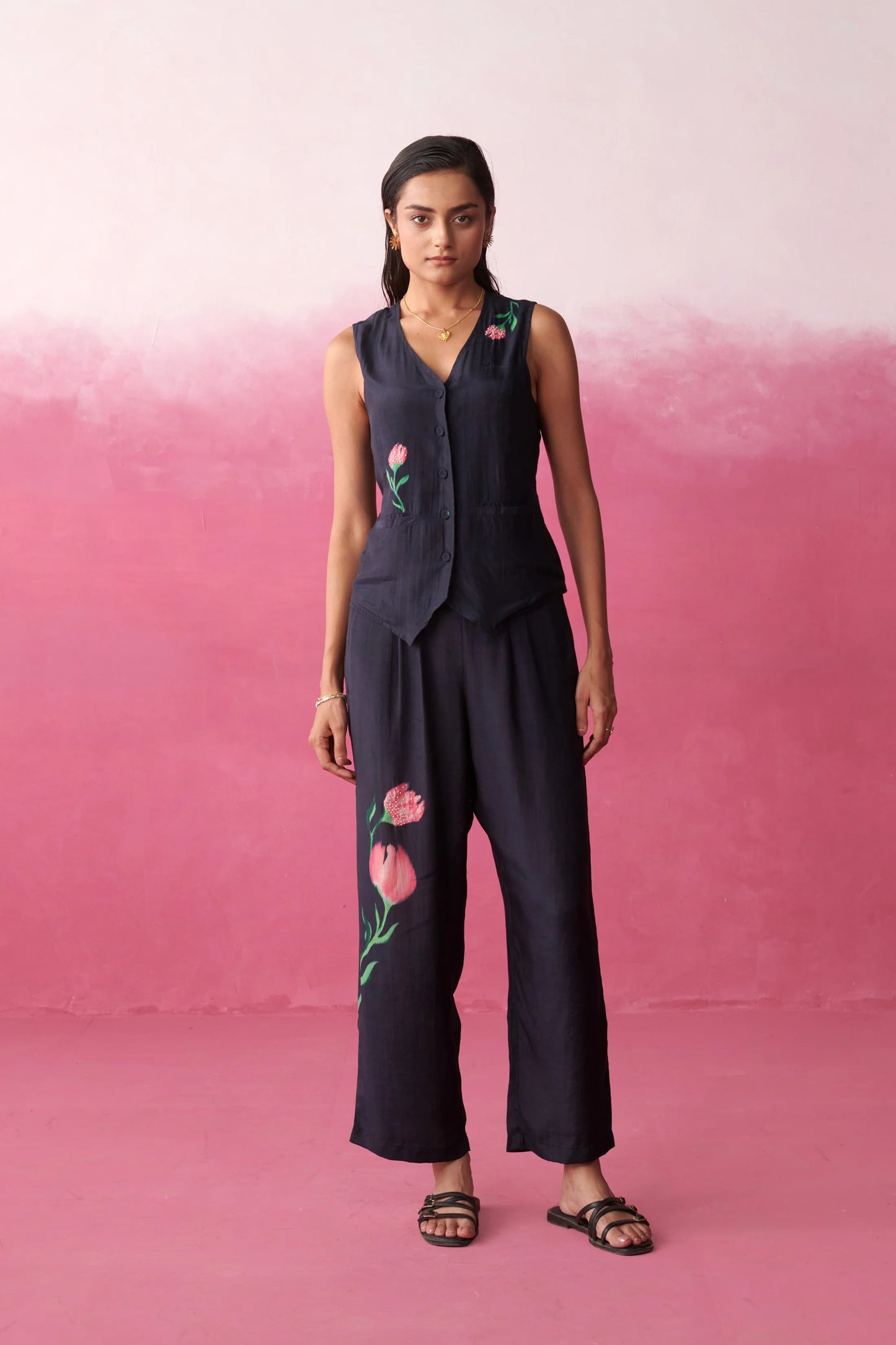 Rio Blush Noir Co-ord Set| Waistcoat| Pants
