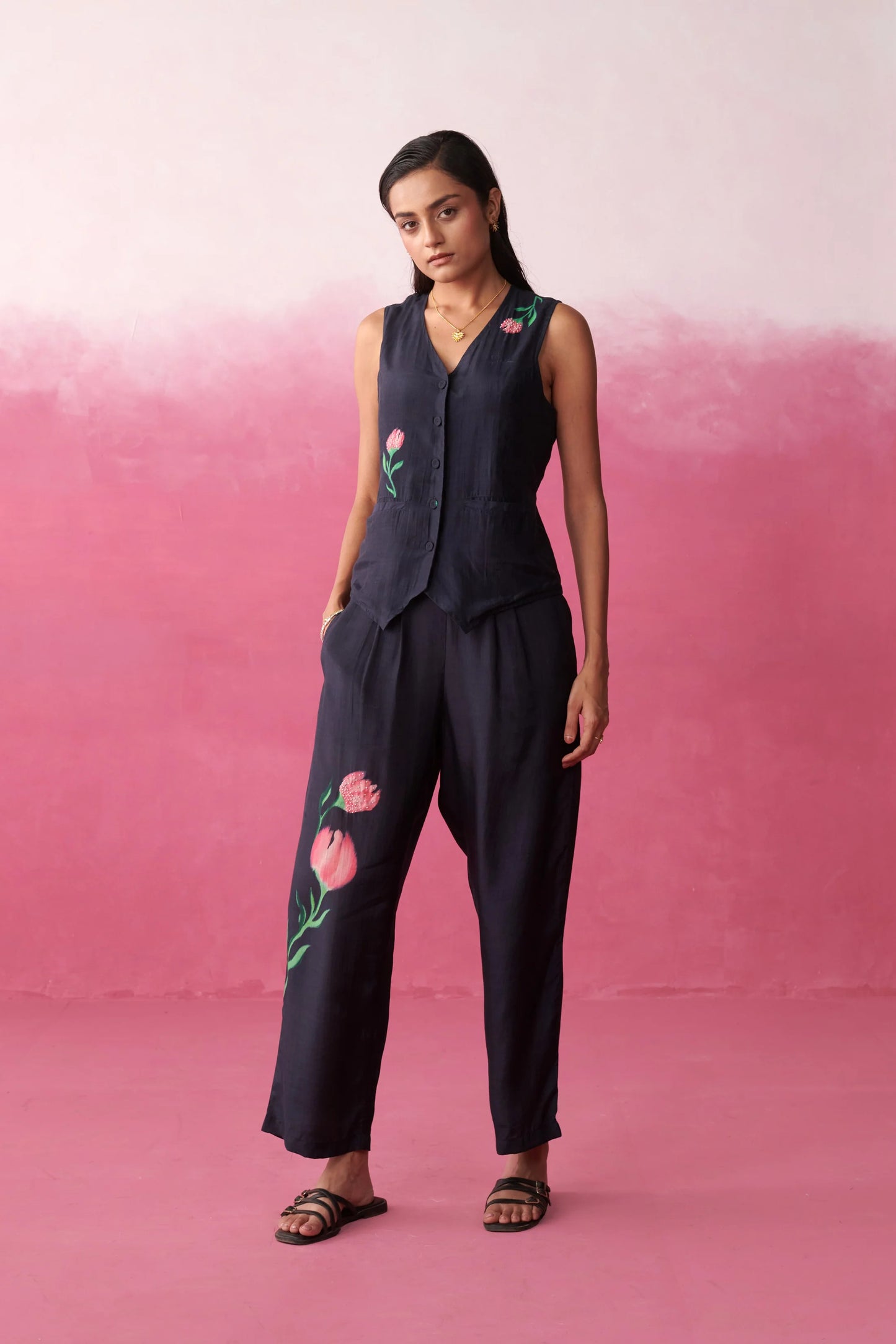 Rio Blush Noir Co-ord Set| Waistcoat| Pants