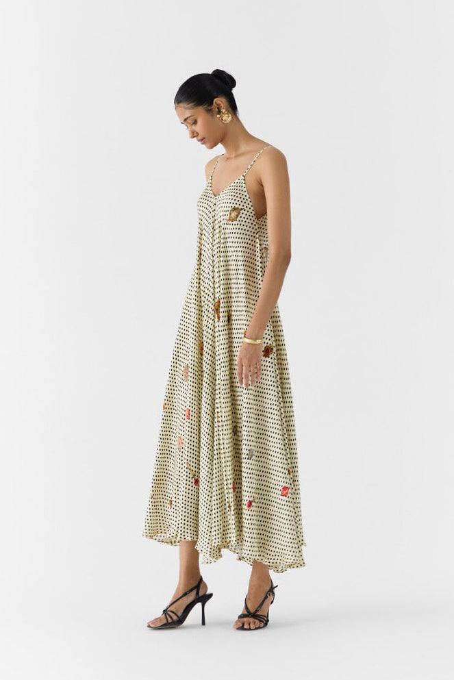Pearl polka Dot Strap Dress