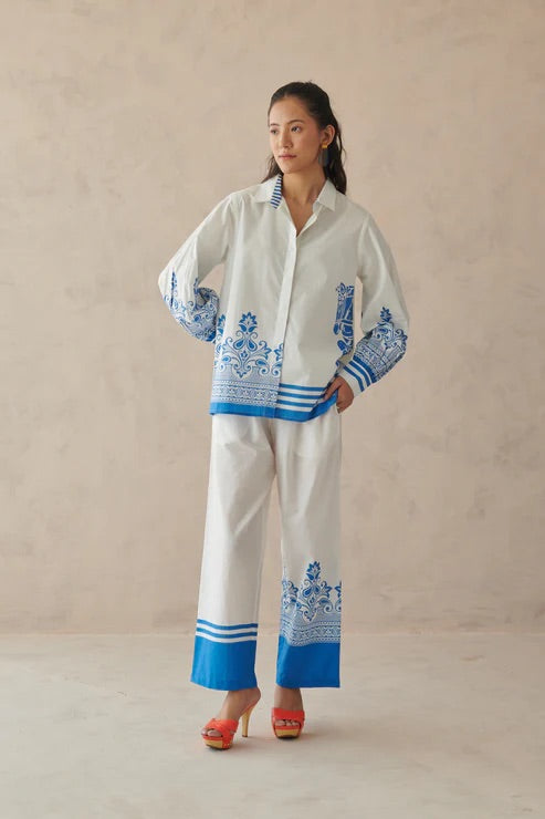 Vivia White Placement Print Shirt