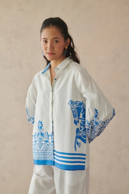 Vivia White Placement Print Shirt