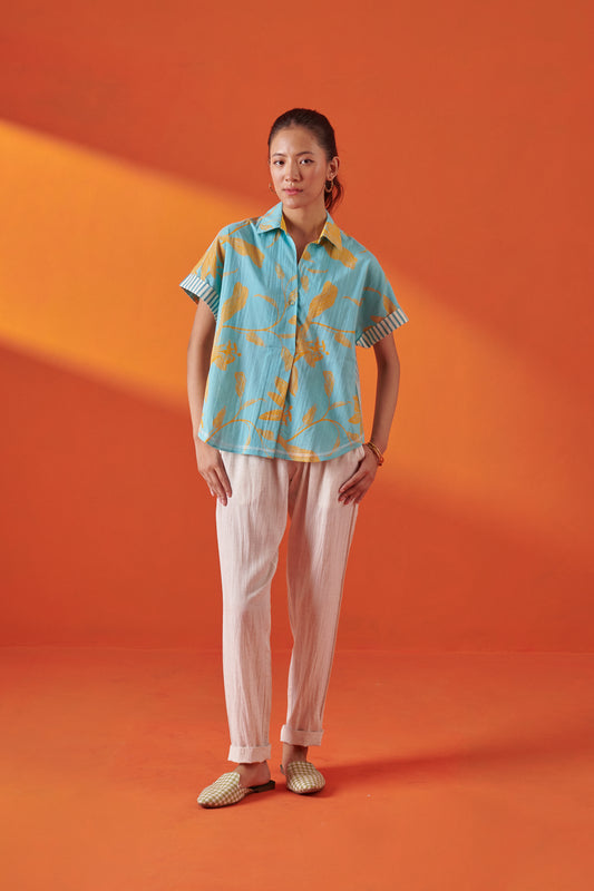 Deco Aqua Floral Oversized Shirt