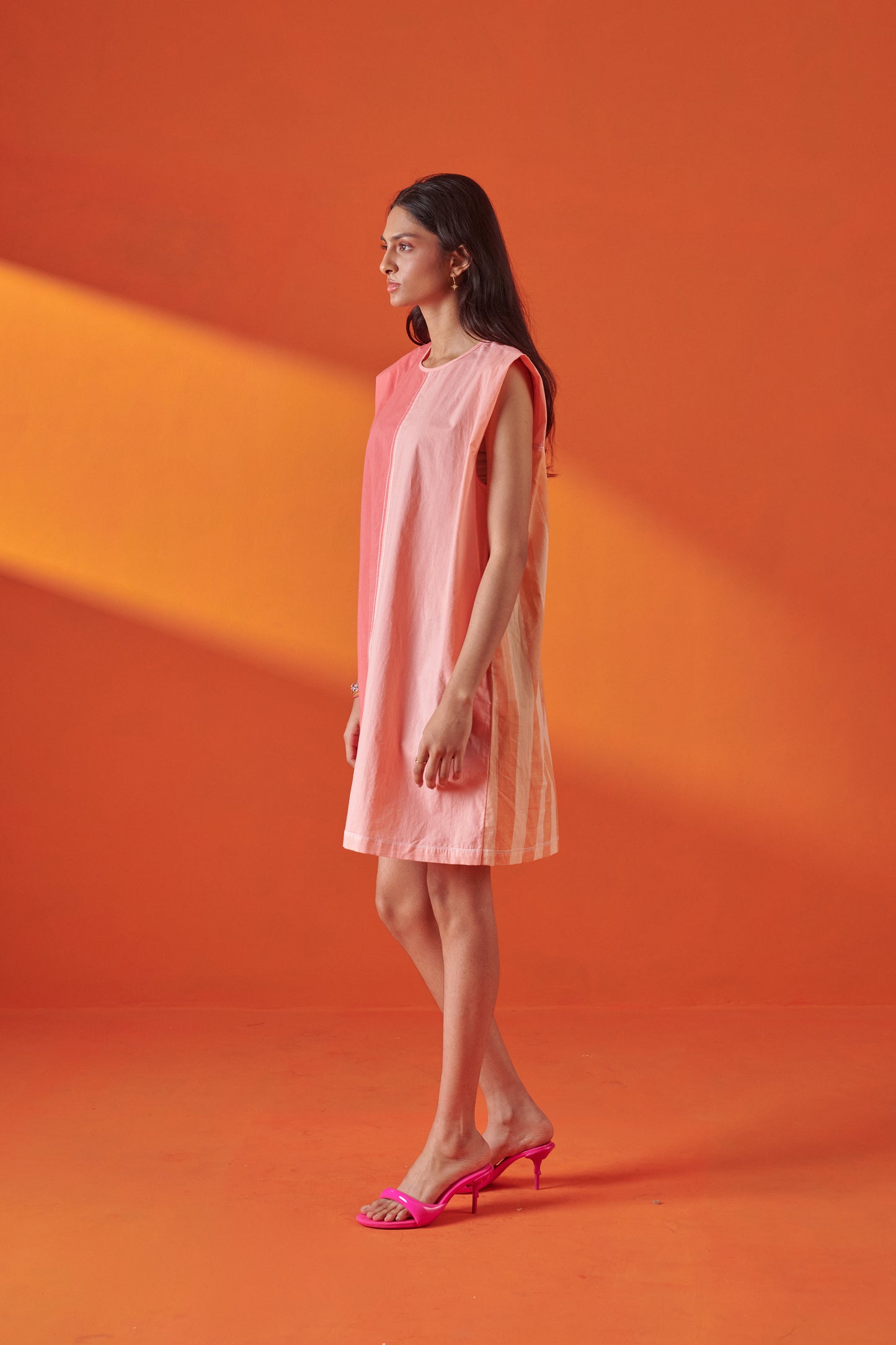Miami Pink Peach Color Blocked Short Dress