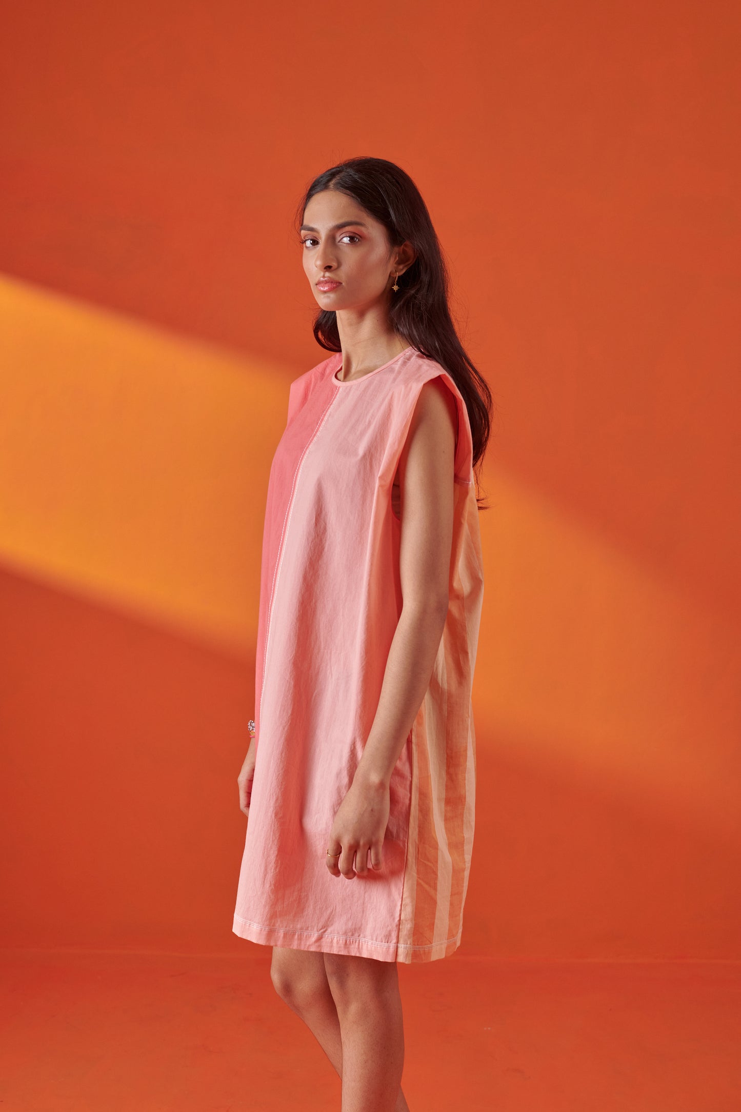 Miami Pink Peach Color Blocked Short Dress