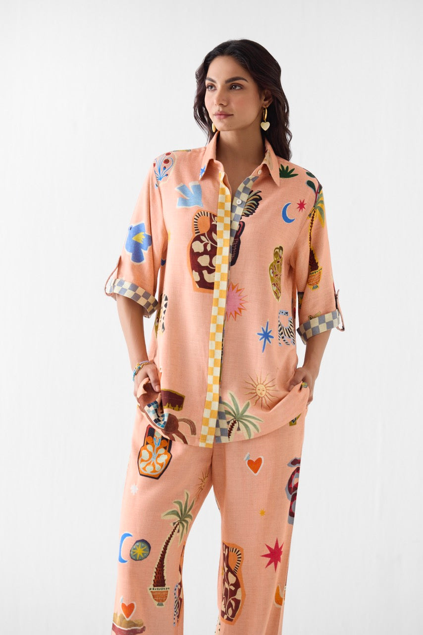 Pottery Shirt And Trousers Co-ord Set