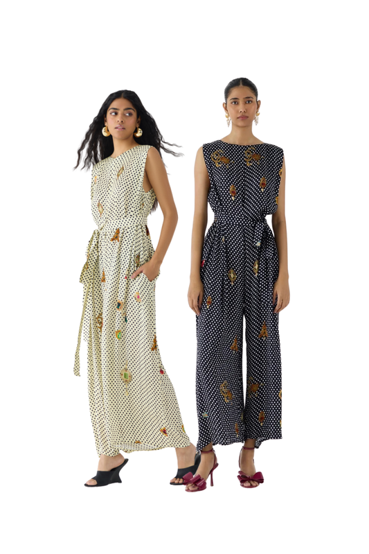 Pearl/Onyx Polka Dot Jumpsuit